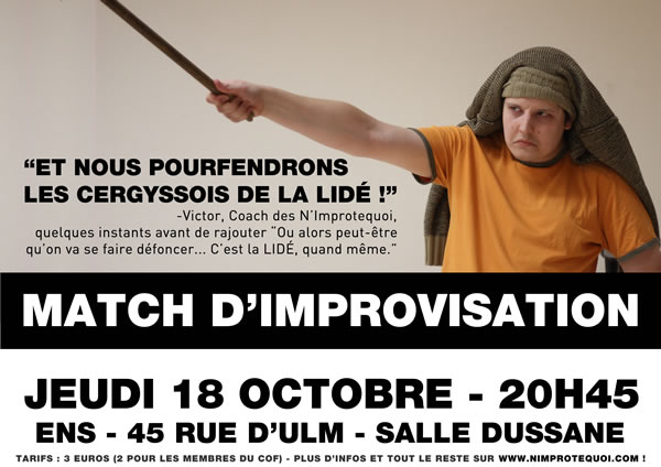 Affiche du match du 18 octobre 2012 N'Improtequoi vs LIDE de Cergy