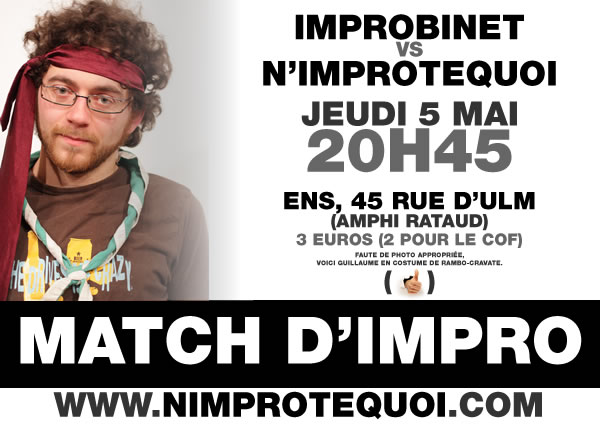 Affiche du match d'improvisation Improbinet VS N'Improtequoi - 5 mai 2011