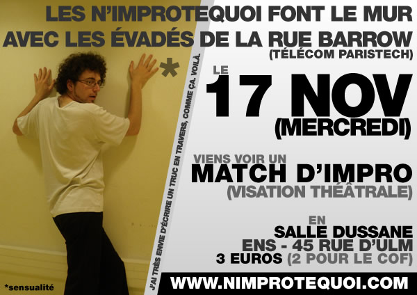 Affiche du 17 novembre 2010 - Match contre les évadés de la Rue Barrow