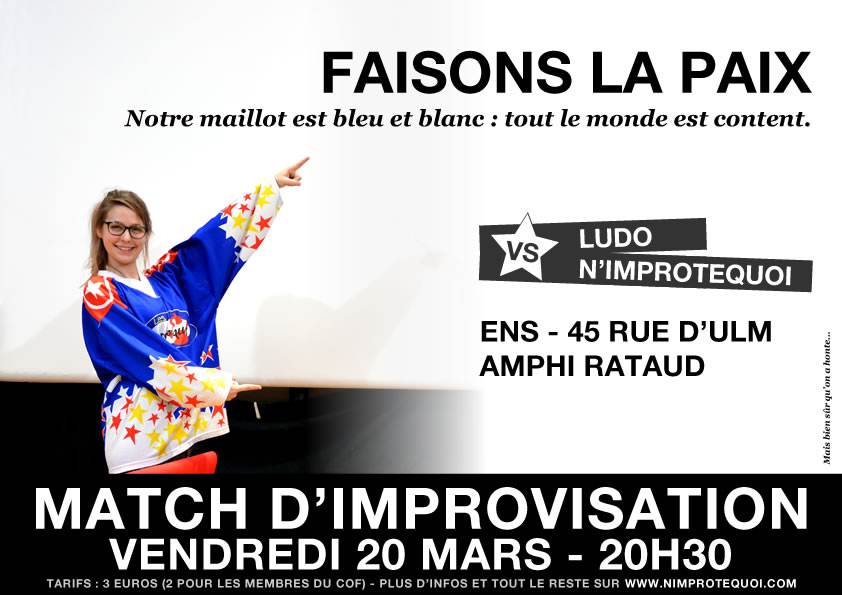 Affiche du match d'improvisation LUDO vs N'Improtequoi du 20 mars 2015