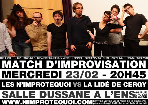 Affiche du match d'improvisation contre la LIDÉ de Cergy