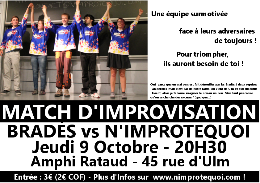 Match d'improvisation le 9 octobre 2014 - N'Improtequoi vs Bradés