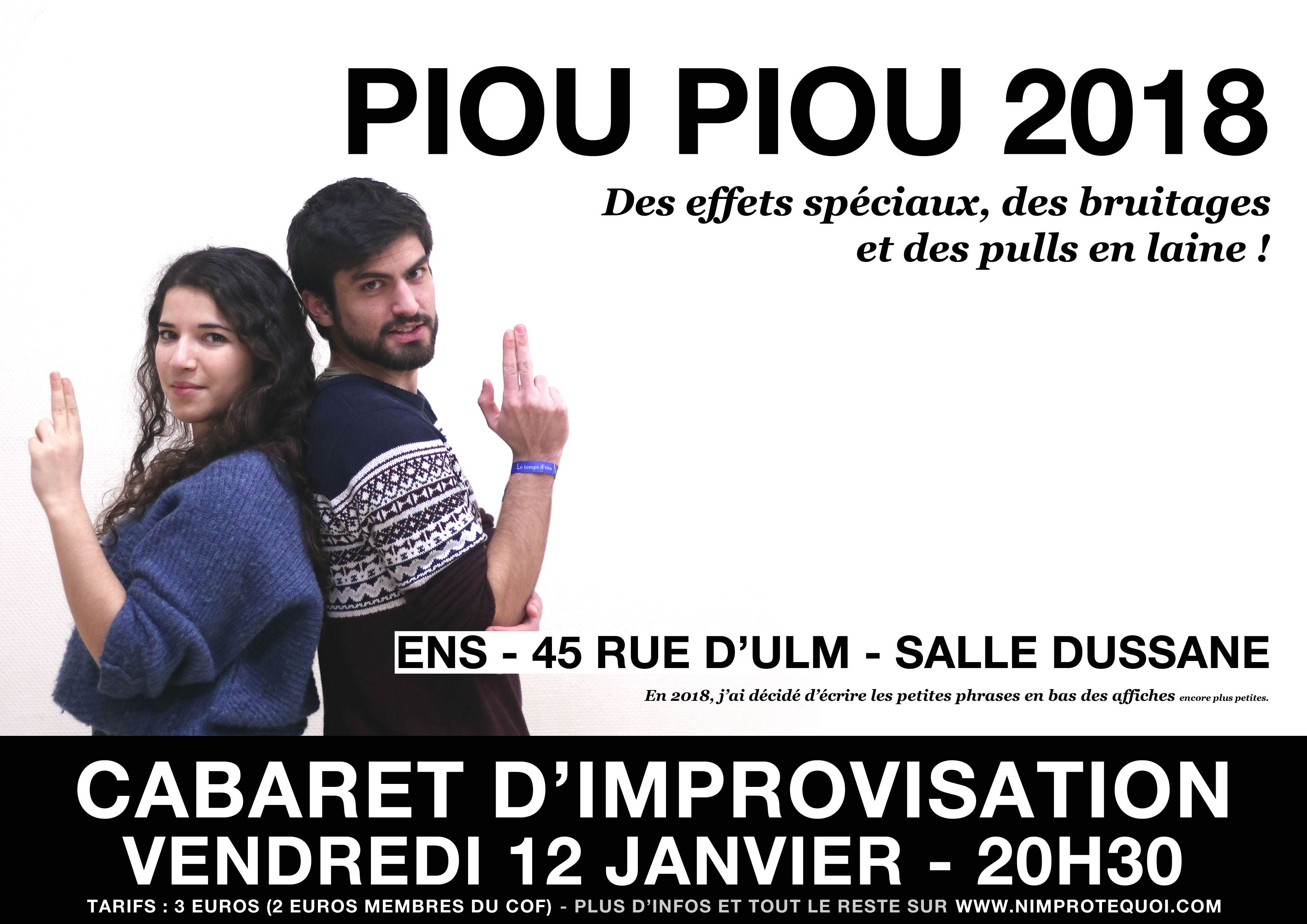 Affiche du cabaret d'improvisation des N'Improtequoi - 12 janvier 2018
